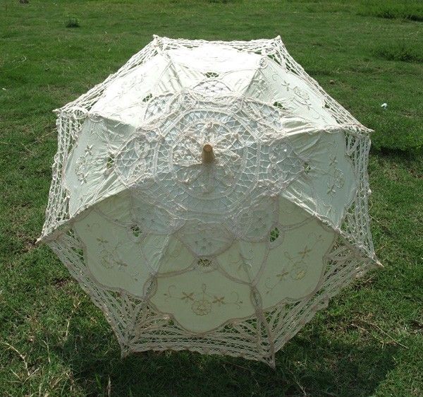 Parasol Vitoriano de Renda (Marfim) (Pequeno)