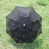 Parasol Vitoriano de Renda (Preto) (Pequeno)